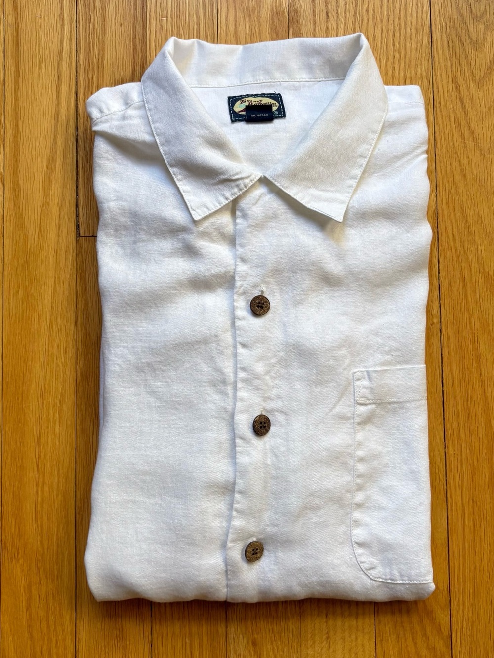 Tommy Bahama Men’s Short Sleeve Shirt 100% Linen Large White Solid